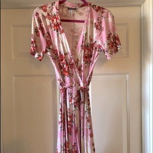 Venus floral pink white and red summer dress.